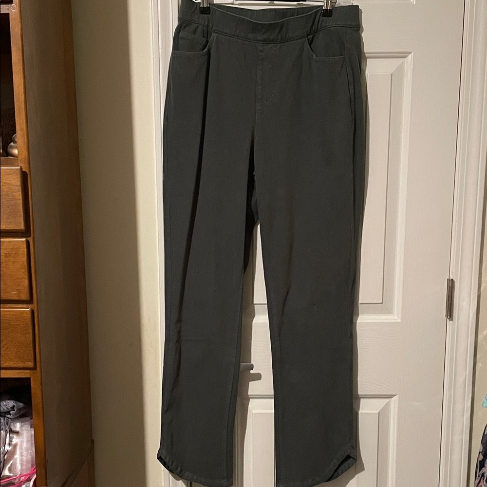 Isaac Mizrahi Dark Olive Gray Ankle Jeans